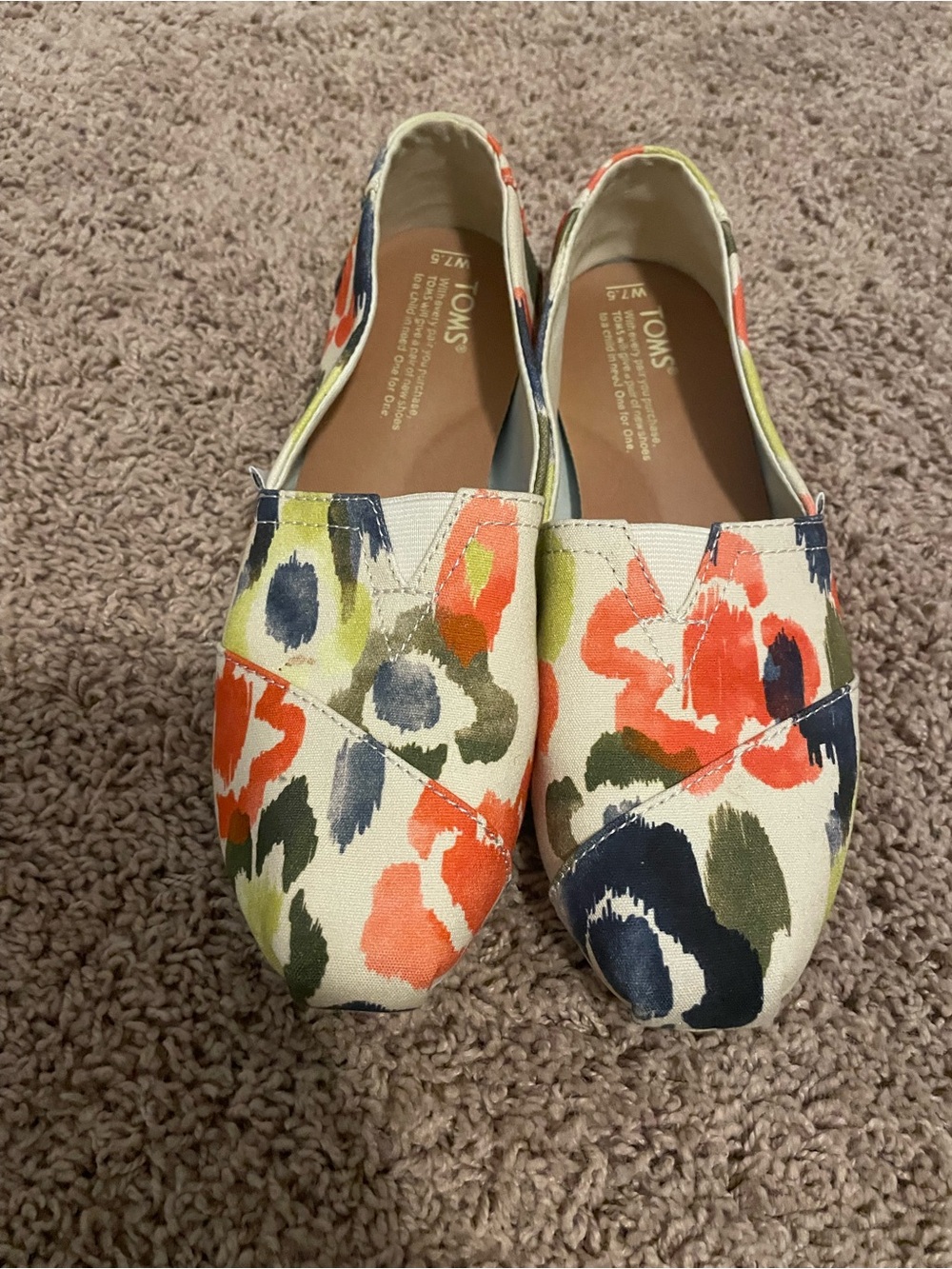TOMS Floral Canvas Slip-Ons in Cream, Coral, Navy & Olive